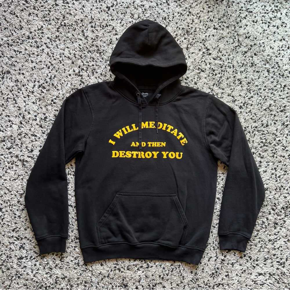 Stuntin Yoga Flame I Will Meditate And Then Destroy You Black Hoodie Mens Medium